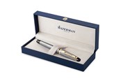 Kirjoitus- ja piirustustarvikkeet - Waterman Expert Fountain Pen | Stainless Steel with 23k Gold Trim | Fine Nib | Gift Box - S0951940