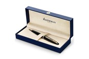 Kirjoitus- ja piirustustarvikkeet - Waterman Carène Black Sea Ballpoint Pen | High-Gloss Black & 23k Gold Clip | Medium Point with Blue Ink Cartridge | Gift Box - S0700380