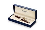 Kirjoitus- ja piirustustarvikkeet - Waterman Carène Marine Amber Fountain Pen | Gloss Brown & Black with 23k Gold Clip | Medium Nib with Blue Ink Cartridge | Gift Box - S0700880