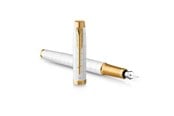 Kirjoitus- ja piirustustarvikkeet - Parker IM Fountain Pen | Premium Pearl Lacquer with Gold Trim | Fine Point with Blue Ink Cartridge | Gift Box - 2143649