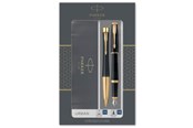 Kirjoitus- ja piirustustarvikkeet - Parker Urban Duo Gift Set with Ballpoint Pen & Fountain Pen | Muted Black with Gold Trim | Blue Ink Refill & Cartridge - 2093381