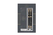 Kirjoitus- ja piirustustarvikkeet - Parker Sonnet Duo Gift Set with Ballpoint Pen & Fountain Pen (18K Gold Nib) | Gloss Black with Gold Trim | Black Refill & Cartridges - 2093371