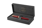 Kirjoitus- ja piirustustarvikkeet - Parker Sonnet Rollerball Pen | Red Lacquer with Gold Trim | Fine Point Black Ink | Gift Box - 1931475