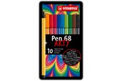 Kirjoitus- ja piirustustarvikkeet - STABILO Pen 68 Arty metal tin of 10 colors - 6810-6