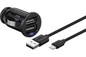 Puhelin - Adapterit & Laturit - Pro Apple Lightning Car charger set (12W/2.4A) - 4040849716911
