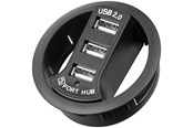 USB hub - Pro 3 port USB 2.0 Hi Speed In-Desk HUB Musta - to be USB hub - 3 porttia - USB 2.0 - Musta - 4040849938931