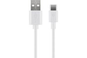 USB kaapelit - Pro USB-A <-> USB-C - 0.1m - USB 2.0 - Valkoinen - PUSB2.0-AC-WHT-0.1M