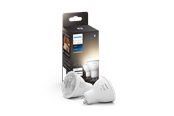 Smart Home - Älykoti - Philips Hue White GU10 -kohdelamppu (2 kpl) — 2 700 K, 400 lm, 4,2 W, Zigbee & Bluetooth, himmennettävä, ohjaus sovelluksessa & puhekomennoilla - 929003666902