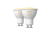 Smart Home - Älykoti - Philips Hue White Ambiance GU10 kohdelamppu (2 kpl) — valkoista valoa lämpimästä viileään 2 200–6 500 K, 400 lm, 4,2 W, Zigbee & Bluetooth, himmennettävä, ohjaus sovelluksessa & puhekomennoilla - 929003666702