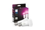 Smart Home - Älykoti - Philips Hue White & Color Ambiance A60 E27 älylamppu (2 kpl) — 2 200–6 500 K + 16 miljoonaa väriä, 1 100 lm, 11 W, Zigbee & Bluetooth, himmennettävä, ohjaus sovelluksessa & puhekomennoilla - 929002468802