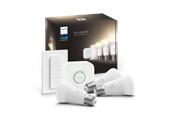 Smart Home - Älykoti - Philips Hue White aloituspakkaus — 3x E27 A60 -lamppu + Dimmer Switch + Hue Bridge — 2 700K, 1 100 lm, Zigbee & Bluetooth, ohjaus sovelluksessa & puhekomennoilla - 929002469204
