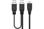 USB kaapelit - Pro USB 3.0 dual Teho SuperSpeed cable Musta - 4040849957468