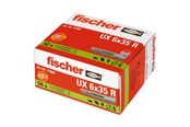 Naulat ja ruuvit - Fischer Yleisliitin UX 6 x 35 R reunalla kartonkipakkauksessa (50 kpl). - 77889