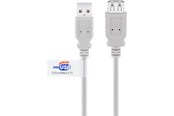 USB kaapelit - Pro USB 2.0 Hi-Speed extension cable with USB certificate Harmaa - 4040849689161