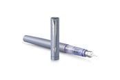 Kirjoitus- ja piirustustarvikkeet - Parker Vector XL Fountain Pen | Metallic Silver-Blue Lacquer on Brass | Medium Nib with Blue Ink Refill | Gift Box - 2159745