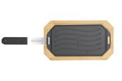 Grillit ja tarvikkeet - cozze ® reversible cast iron pan with wooden tray 165x330 mm - 90326