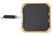 Grillit ja tarvikkeet - cozze ® reversible cast iron pan with bamboo tray 330x330 mm. - 90327