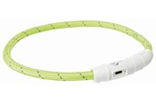 Koirat - Trixie Flash Light Ring USB Illuminated Dog Safety Collar Green Size M-L 7mm 45cm - TX12701