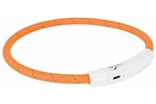 Koirat - Trixie Flash Light Ring USB Illuminated Dog Safety Collar Orange Size M-L 7mm 45cm - TX12704