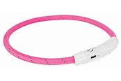 Koirat - Trixie Flash Light Ring USB Illuminated Dog Safety Collar Pink Size M-L 7mm 45cm - TX12707