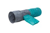 Kissat - Trixie Playing tunnel with 4 entrances plush ø 30 × 115 cm dark grey/petrol - TX4302