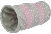 Kissat - Trixie Playing tunnel fleece ø 25 × 50 cm light grey/pink - TX4291