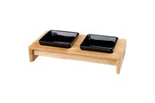 Koirat - Trixie Bowl set ceramic/wood 2 × 0.2 l/10 × 10 cm/28 × 5 × 15 cm black - TX24820