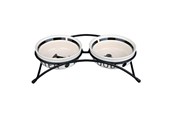 Koirat - Trixie Food/Water bowl set ceramic/metal 2 × 0.25 l/ø 13 cm/27 × 7 × 14 cm white/black - TX24640