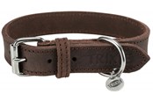 Koirat - Trixie Rustic fat leather collar S–M: 34–40 cm/25 mm dark brown - TX19005