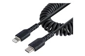 USB kaapelit - StarTech.com USB C to Lightning Cable 1m (3ft) MFi Certified Coiled iPhone Charger Cable Musta - RUSB2CLT1MBC