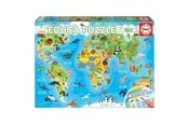 Palapelit - Educa 150 World Map Animals 3D Palapeli - 018115