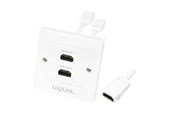 Lisätarvikkeet - LogiLink HDMI wall plate 2-port with 2x HDMI-A cable F/F 4K/30 Hz Valkoinen - AH0015