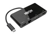 Telakointiasemat - Tripp Lite USB 3.1 Gen 1 USB-C Adapter Converter Thunderbolt 3 Compatible 4K @ 30Hz - HDMI VGA USB-A Hub Port and Gigabit Ethernet Black - docking station - USB-C 3.1 - VGA HDMI - GigE - U444-06N-HV4GUB