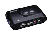 KVM-kytkimet - Tripp Lite 2-porttinen pöytätietokoneen kompakti USB KVM-kytkin äänellä ja kaapelisarjalla - KVM-kytkin - 2 porttia - B004-VUA2-K-R
