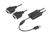 Verkkokortit (verkkosovittimet, tulostuspalvelimet jne.) - LogiLink USB 1.1 cable USB-A/M to 2x DB9 (RS232)/M ferrite Musta 1.5 m - AU0031