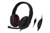 Kuulokkeet - LogiLink Stereo Kuulokkeet   1x USB-A plug boom Mikrofoni gaming black/red - HS0033