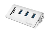 USB hub - LogiLink USB 3.0 -keskusyksikkö, jossa on 3-porttia ja kortinlukija SD/microSD-korteille alumiinikotelolla. USB hub - 3 porttia - USB 3.2 - Valkoinen - CR0045
