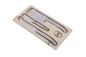 Keittiövälineet - Jean Dubost Teräsjuustosetti puulaatikossa, 3 kpl Laguiole - JL0032524L06018