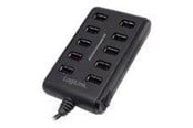 USB hub - LogiLink USB 2.0 -keskusyksikkö, jossa on 10 porttia ja On/Off-kytkin USB hub - 10 porttia - UA0125
