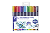 Kirjoitus- ja piirustustarvikkeet - Staedtler Double-ended watercol. brush 18pcs - 3001 TB18