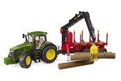 Leluautot - Bruder John Deere 7R 350 metsäperävaunulla ja neljällä rungolla. - BR3154