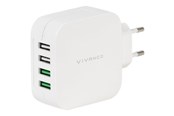 Puhelin - Adapterit & Laturit - Vivanco Nopea 4xUSB Kotilaturi 4.8A 2.4/1A Valk. - 37564
