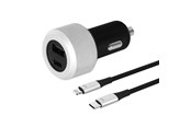 Puhelin - Adapterit & Laturit - Just Mobile Moottoritie Turbo - Deluxe-autolaturi PD/QC-hybridin nopealla latauksella - DCC-200/612