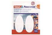 Kylpyhuoneen lisätarvikkeet - tesa Powerstrips Hooks Large Oval self-adhesive Valkoinen - 58013-00045-20