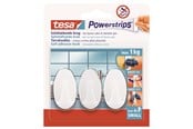 Kylpyhuoneen lisätarvikkeet - tesa Powerstrips Hooks Small Oval self-adhesive Valkoinen - 57533-00006-20