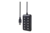 USB hub - Gembird UHB-U2P10P-01 - keskusyksikkö - 10 porttia USB hub - 10 porttia - Musta - UHB-U2P10P-01