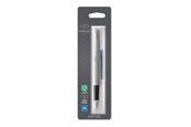 Kirjoitus- ja piirustustarvikkeet - Parker Jotter Fountain Pen | Stainless Steel with Chrome Trim | Medium Nib Blue Ink | Blister Pack - 2031012