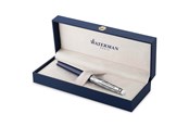 Kirjoitus- ja piirustustarvikkeet - Waterman Hémisphère Fountain Pen | Metal & Blue Lacquer | Chiselled Cap | Stainless Steel Fine Nib | Blue Ink | Gift Box - 2166467