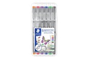 Kirjoitus- ja piirustustarvikkeet - Staedtler pigment liner 308 - fineliner - Punainen Sininen Vihreä Oranssi Ruskea Purppura (pack of 6) - 30805-SSB6