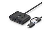 USB hub - UGREEN USB 3.0 -keskus, jossa on USB-A- ja USB-C-portti USB hub - 4 porttia - USB 3.0 - Musta - 40850